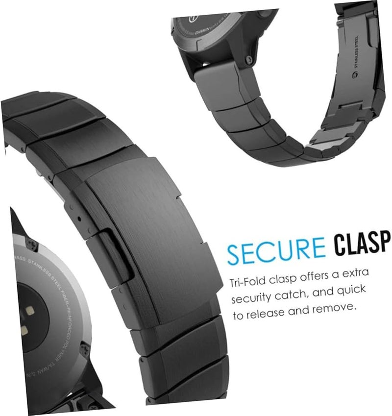 Balacoo Forerunner Watch Band Replacement Stainless Steel Strap Black - Image 3